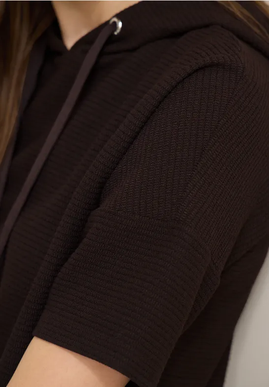 Hoodie Shirt in Unifarbe macchiato brown