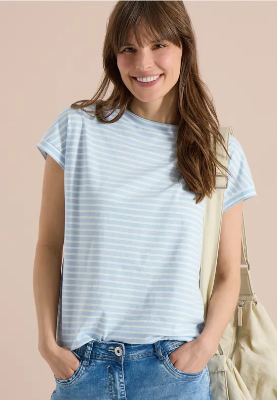 Kurzarm T-Shirt mit elastischem Saum light sky blue