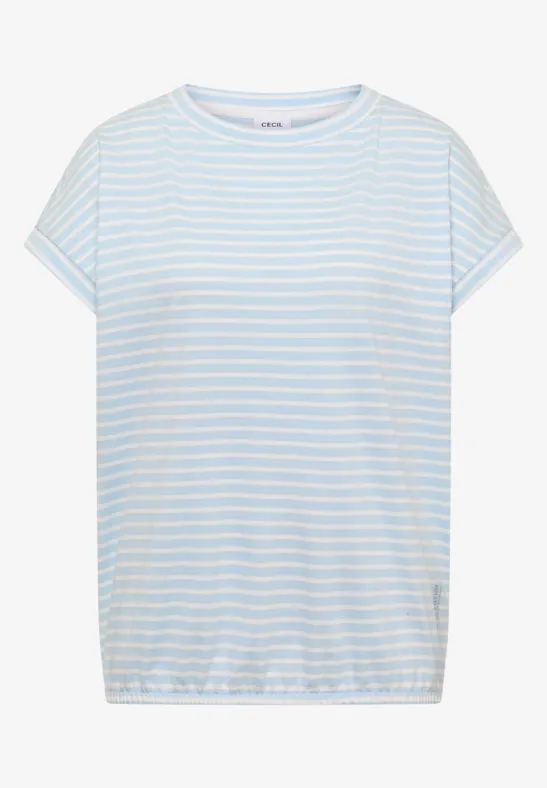 Kurzarm T-Shirt mit elastischem Saum light sky blue