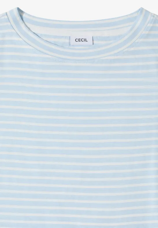 Kurzarm T-Shirt mit elastischem Saum light sky blue