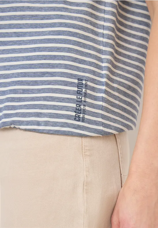 Gestreiftes T-Shirt sporty denim blue