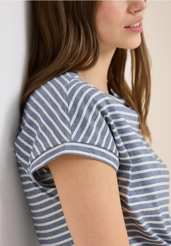 Gestreiftes T-Shirt sporty denim blue