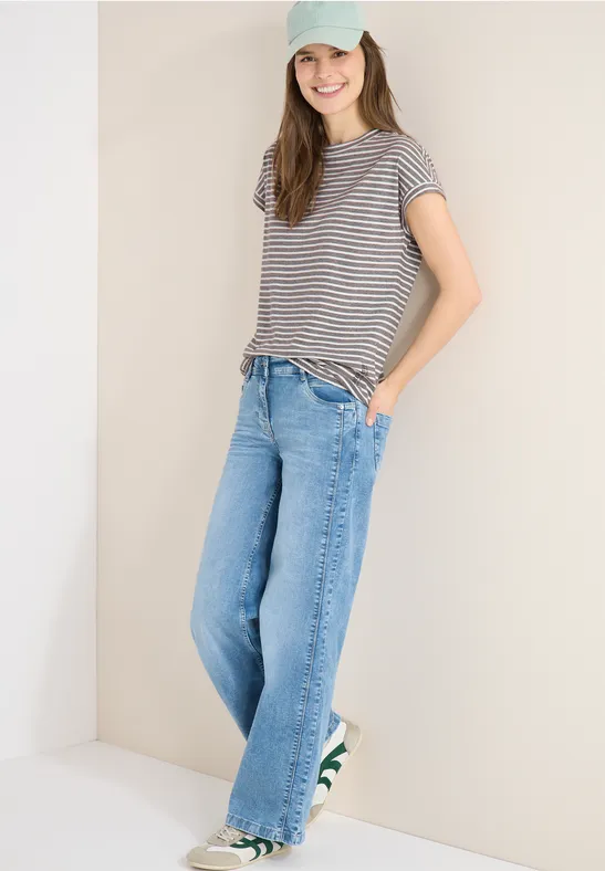 Koszulka w paski macchiato brown