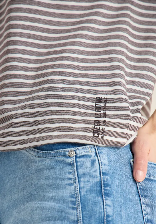 Koszulka w paski macchiato brown