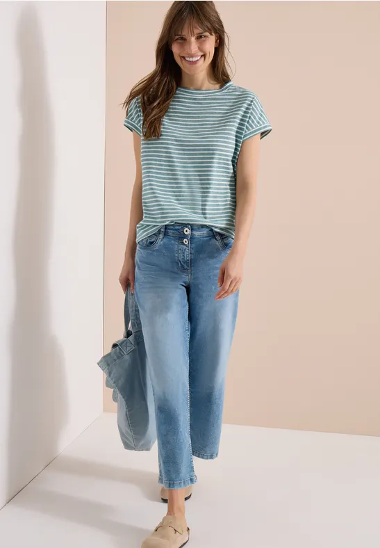 Kurzarm T-Shirt mit elastischem Saum jungle green