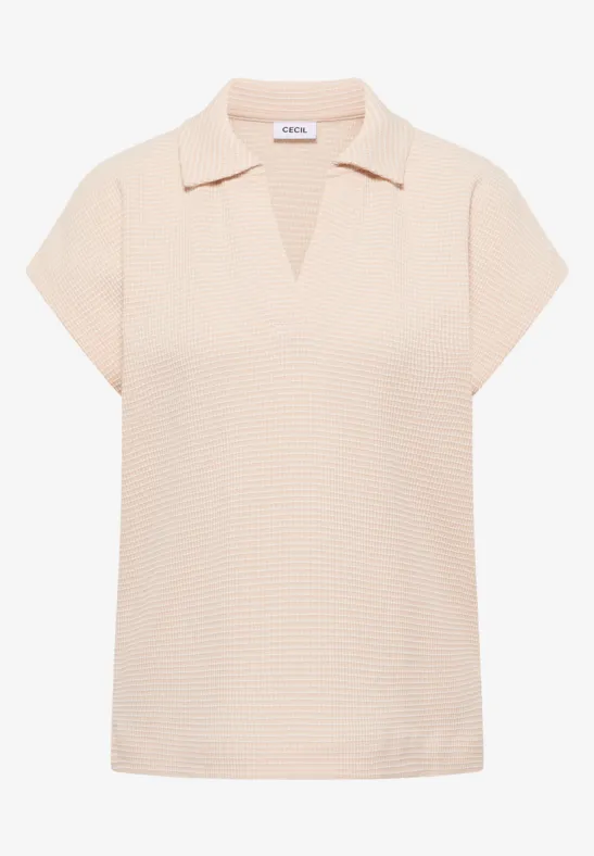 Tweekleurig poloshirt pearl beige