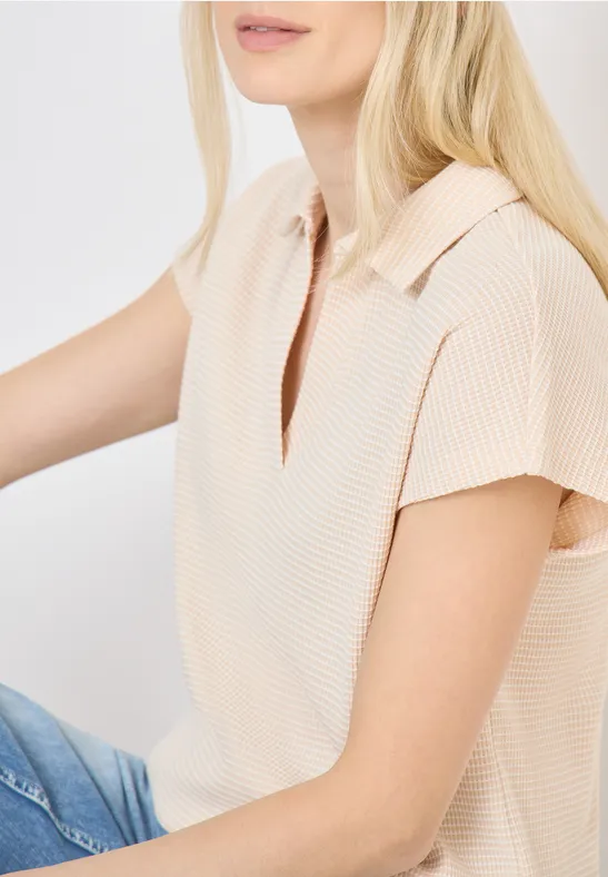 Tweekleurig poloshirt pearl beige