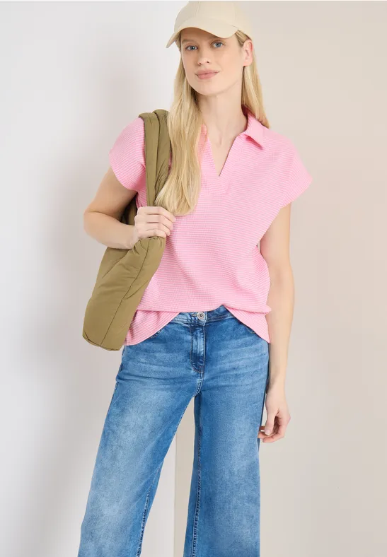 Two-Tone Poloshirt light blush rose
