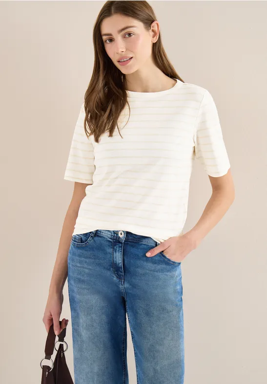 Gestreiftes T-Shirt vanilla white