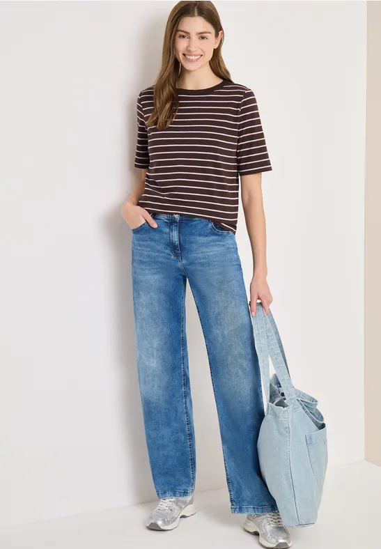 Gestreiftes T-Shirt macchiato brown