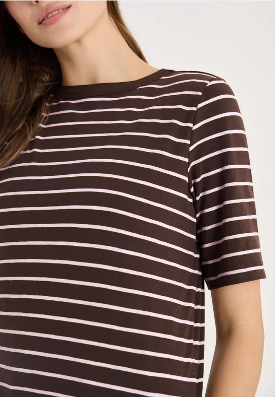 Gestreiftes T-Shirt macchiato brown