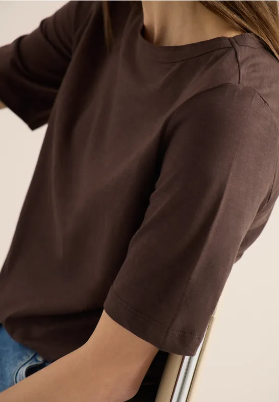 Koszulka w jednolitym kolorze macchiato brown