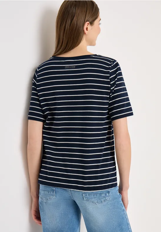 Steifen-Shirt mit Wording universal blue