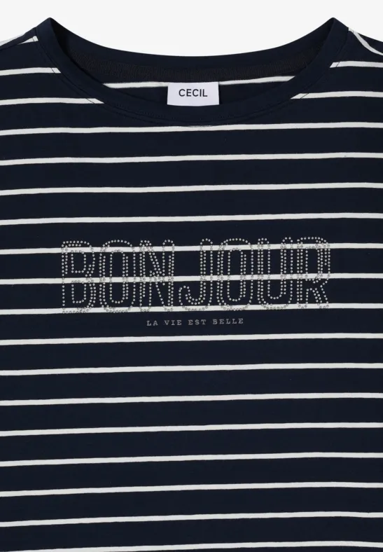 Steifen-Shirt mit Wording universal blue