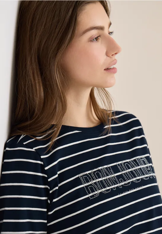 Steifen-Shirt mit Wording universal blue