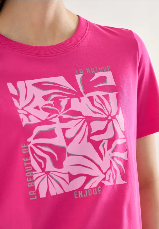 T-Shirt mit Frontprint beetroot pink