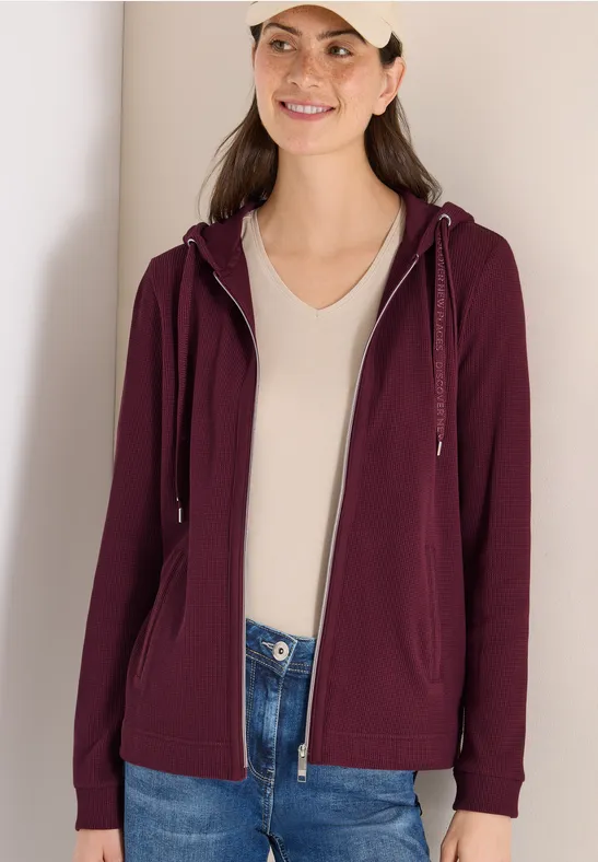 Veste à manches longues avec capuche et poches sweet grape red