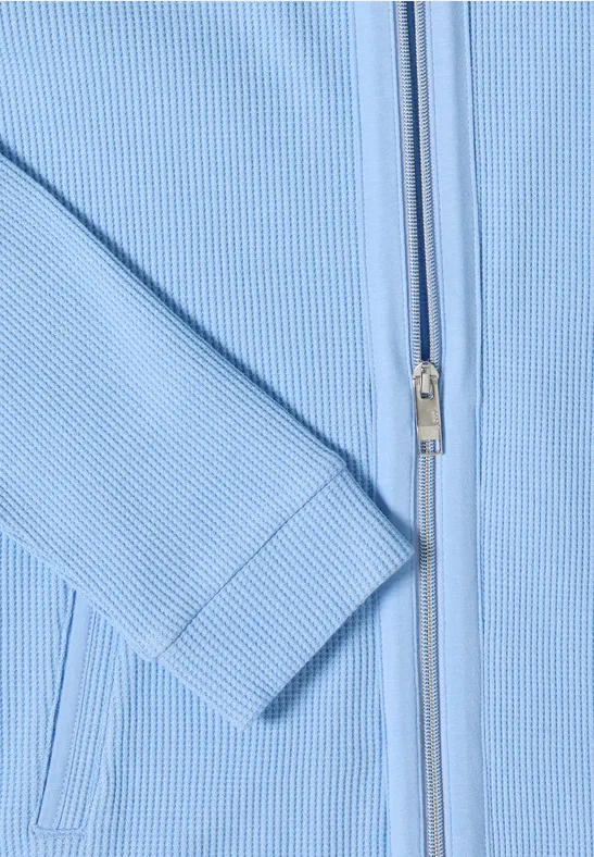 Langarm Jacke mit Kapuze und Taschen sporty light blue