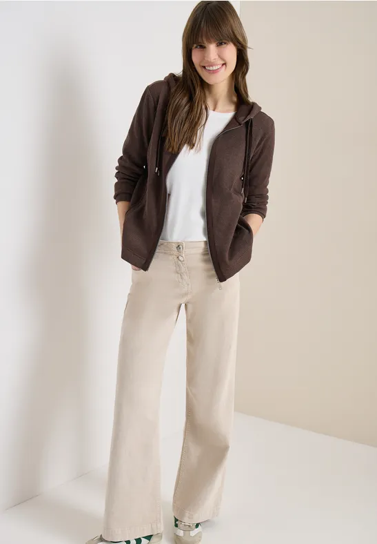 Langarm Jacke mit Kapuze und Taschen macchiato brown