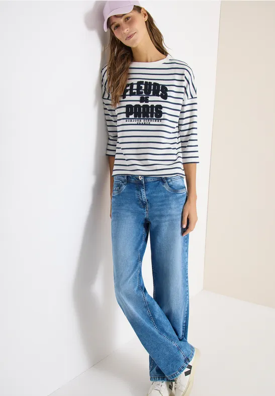 Shirt met 3/4 mouwen en Wording Artwork universal blue