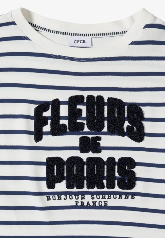 Shirt met 3/4 mouwen en Wording Artwork universal blue