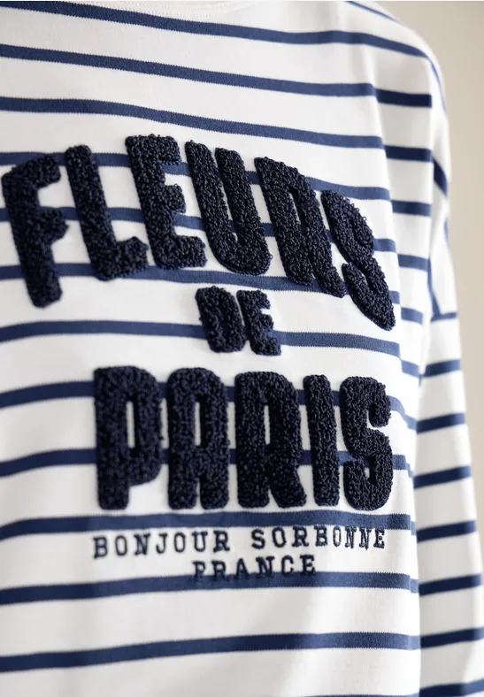 Shirt met 3/4 mouwen en Wording Artwork universal blue