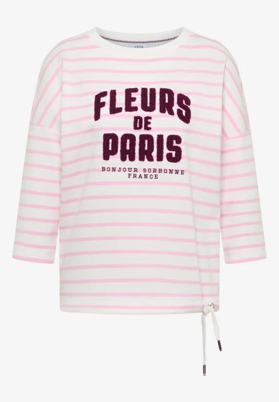 Shirt met 3/4 mouwen en Wording Artwork light blush rose