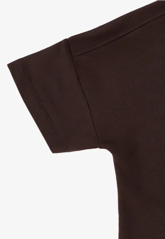 Koszula z detalami na ramionach macchiato brown