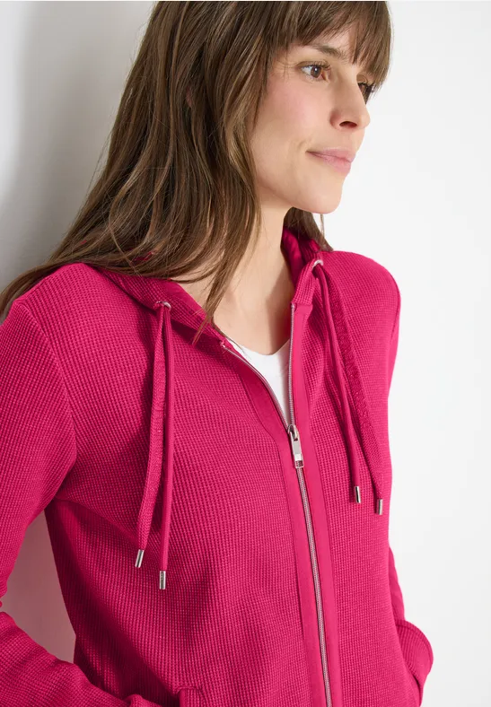 Jacke mit Kapuze und Streifenmuster beetroot pink