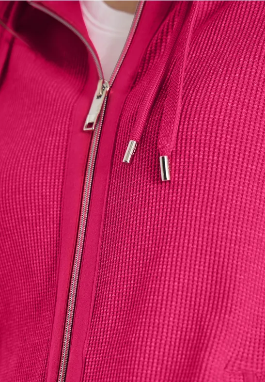 Jacke mit Kapuze und Streifenmuster beetroot pink