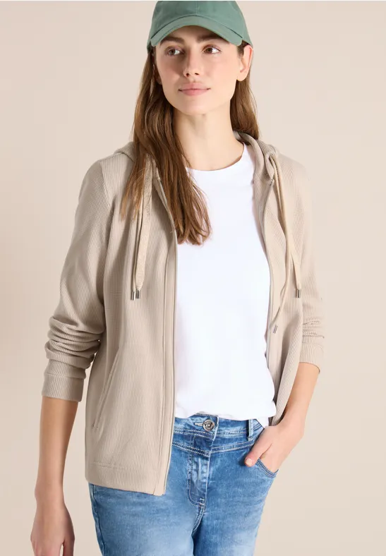 Veste à manches longues avec capuche et poches pearl beige