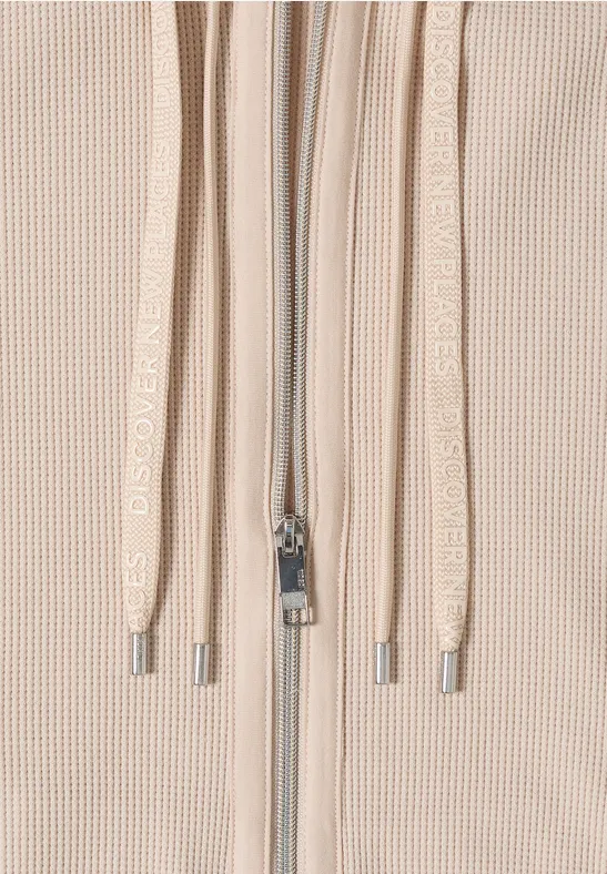 Veste à manches longues avec capuche et poches pearl beige