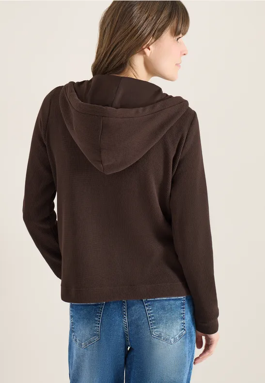 Jas met lange mouwen, capuchon en zakken macchiato brown