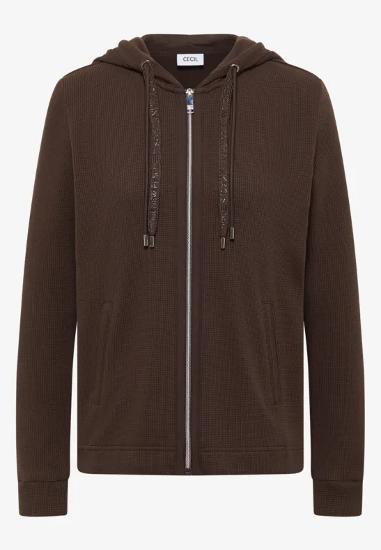 Jas met lange mouwen, capuchon en zakken macchiato brown