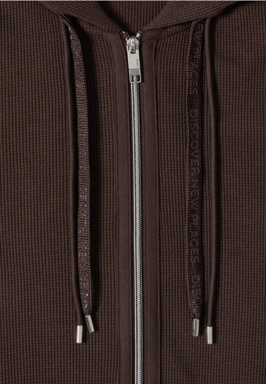 Jas met lange mouwen, capuchon en zakken macchiato brown