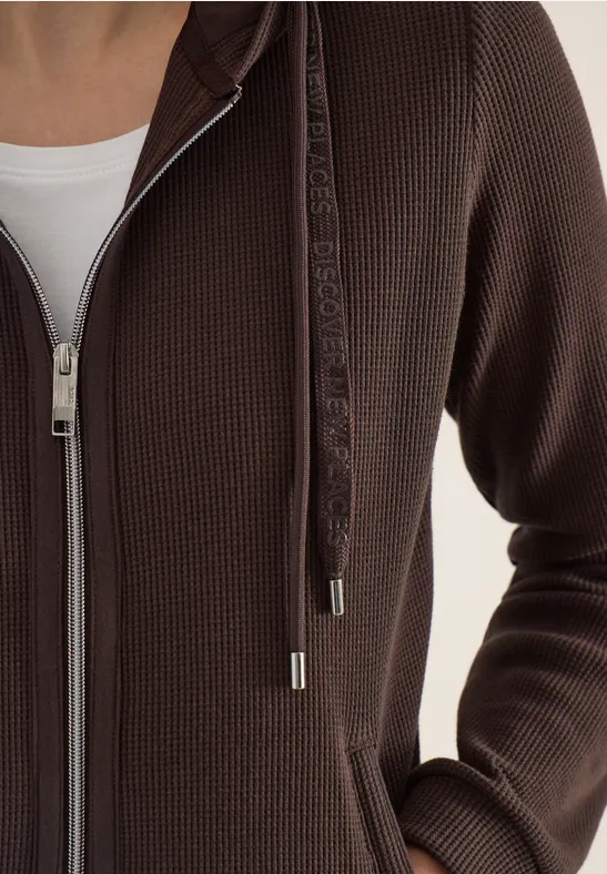 Jas met lange mouwen, capuchon en zakken macchiato brown