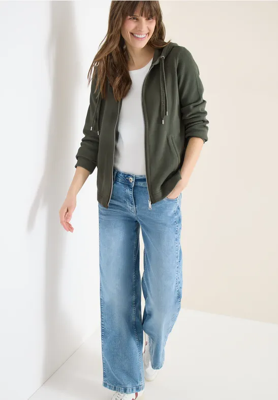 Jas met lange mouwen, capuchon en zakken khaki