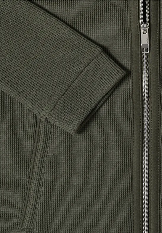 Jas met lange mouwen, capuchon en zakken khaki