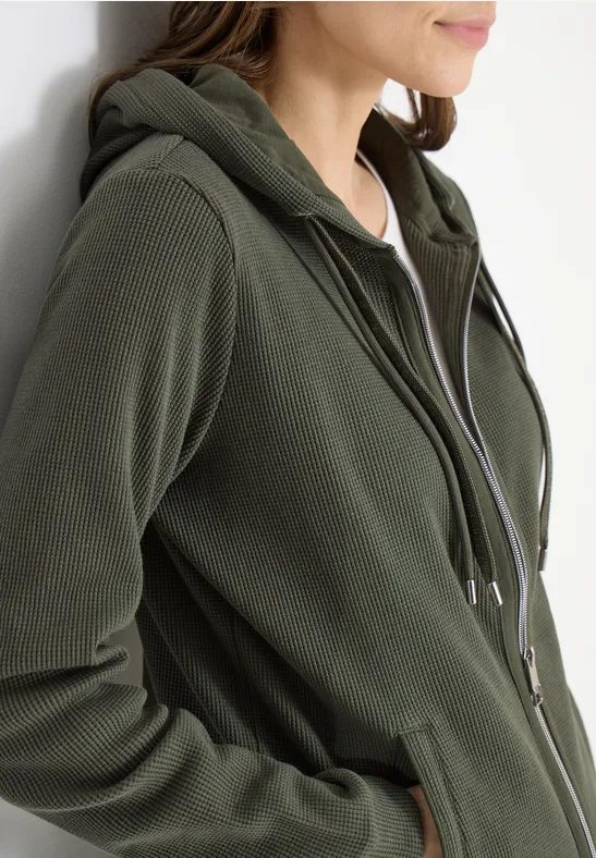 Jas met lange mouwen, capuchon en zakken khaki