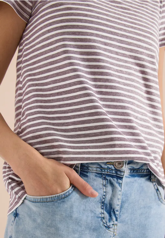 Kurzarm Shirt mit seitlicher Raffung sweet grape red