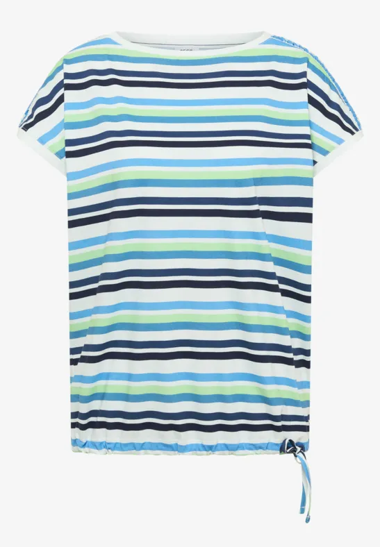 Shirt met ronde hals en rimpels sporty denim blue