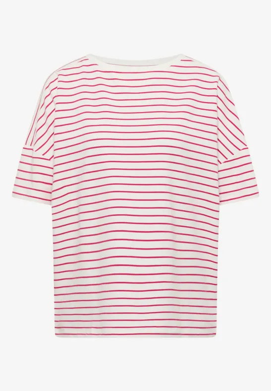 Bluzka w paski beetroot pink