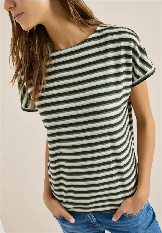 Koszulka w paski raw khaki