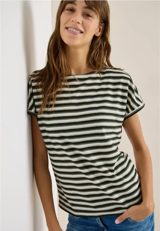 Koszulka w paski raw khaki