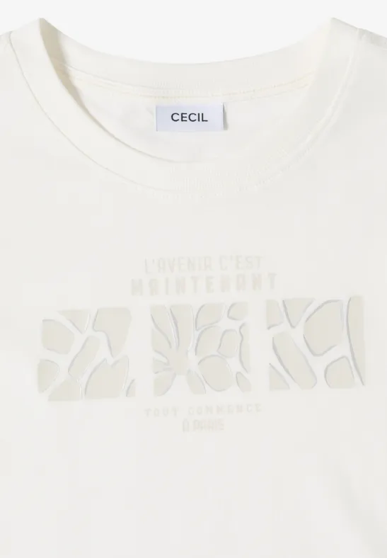 Koszulka Basic z nadrukiem z przodu vanilla white