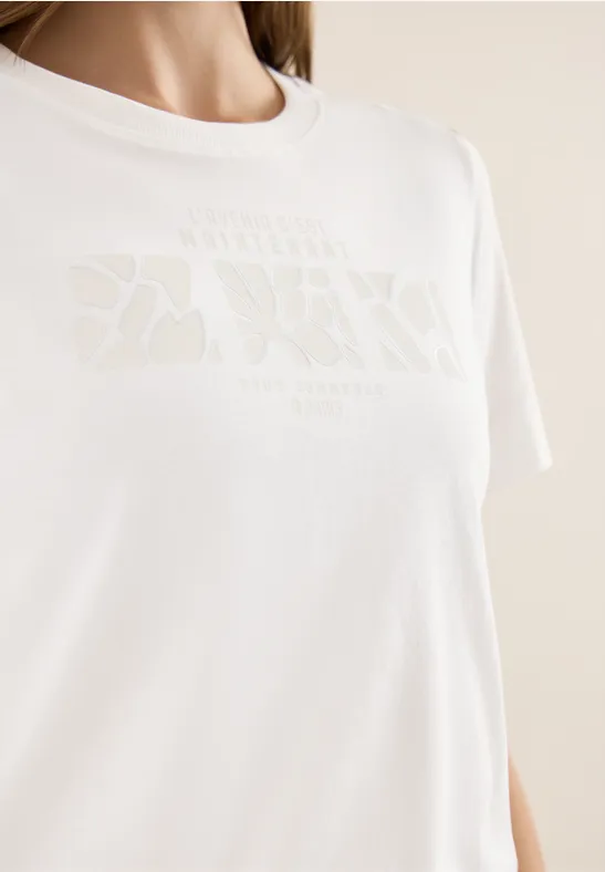 Koszulka Basic z nadrukiem z przodu vanilla white