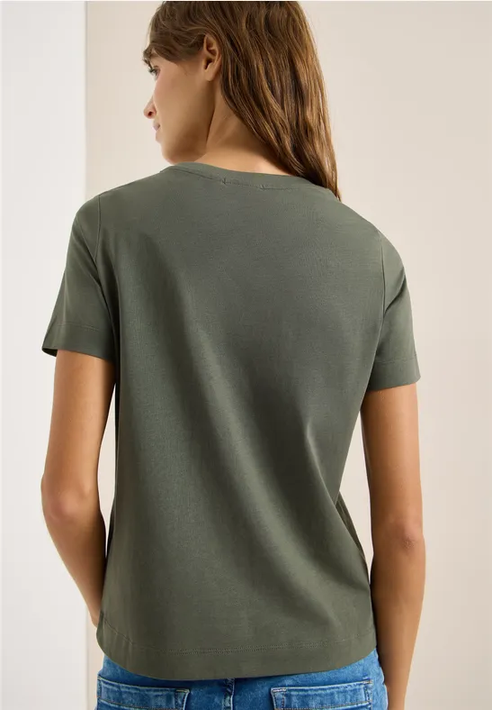 T-shirt basique avec imprimé sur le devant khaki