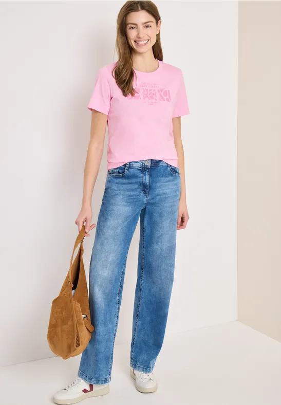 T-shirt basique avec imprimé sur le devant light blush rose