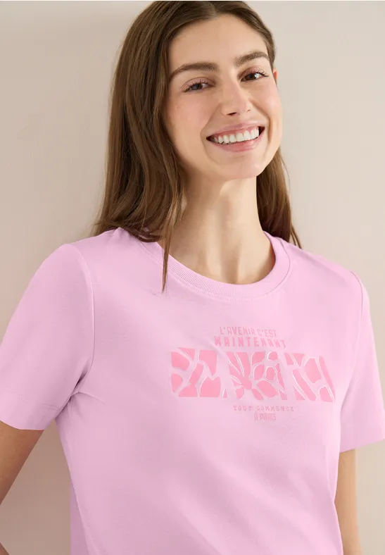 T-shirt basique avec imprimé sur le devant light blush rose