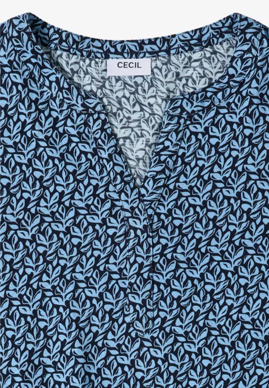 Shirt met gespleten hals en print universal blue